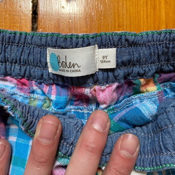 Mini Boden Pink Plaid Drawstring Shorts- like new - Picture 2 of 3
